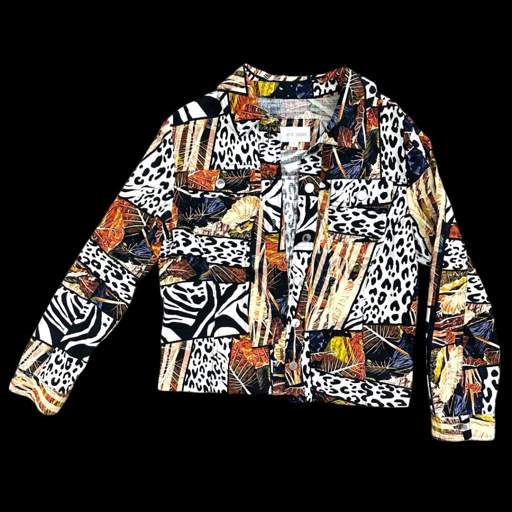 Erin London Animal Print Patchwork Jacket - image 1